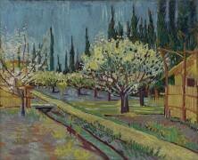 Orchard Bordered by Cypresses (Vincent van Gogh) - Muzeo.com