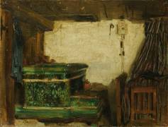 Parlour corner with tiled stove (Albert Anker) - Muzeo.com