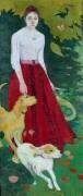 Portrait in Foot of Mademoiselle Andree Bonnard with Her Dogs (Pierre Bonnard) - Muzeo.com