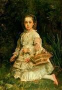 Portrait of Gracia, Full length, wearing a White Dress, Picking Wild Flowers (John Everett Millais) - Muzeo.com