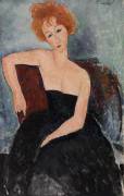 Redheaded Girl in Evening Dress (Amedeo Modigliani) - Muzeo.com