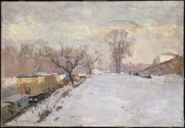 Route au bord de la Seine, à Neuilly, en hiver (Albert Lebourg) - Muzeo.com