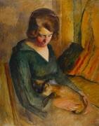 Seated Woman with a Cat on her Knees (Roderic O'Conor) - Muzeo.com