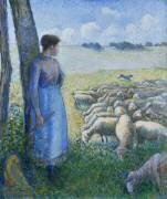 Shepherdess and Sheep (Camille Pissarro) - Muzeo.com