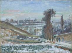 Snowy Landscape near l'Hermitage (Camille Pissarro) - Muzeo.com