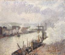 Steamboats in the Port of Rouen (Camille Pissarro) - Muzeo.com