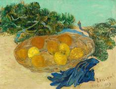 Still Life of Oranges and Lemons with Blue Gloves (Vincent van Gogh) - Muzeo.com