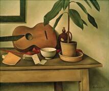 Still life with guitar (Alexander Kanoldt) - Muzeo.com