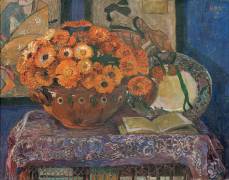 Still life with marigolds (Heinrich Vogeler) - Muzeo.com