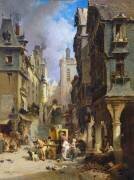 Street Scene at Morlaix in 1830 (Jules Achille Noël) - Muzeo.com