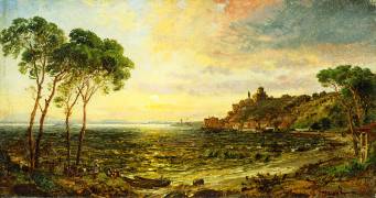 Sunset over Lake Thrasemine (Jasper Francis Cropsey) - Muzeo.com