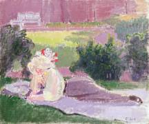 The Artist's wife in the Garden of Rowlandson House (Spencer Frederick Gore) - Muzeo.com