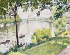 The Banks of Triel : the Tugboat (Albert Marquet) - Muzeo.com