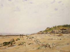 The Beach at Villerville (Eugène Victor Bourgeois) - Muzeo.com