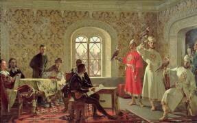 The Italian Ambassador Calvuci drawing the falcons of Tsar Alexei Mikhailovich (Alexander Dimitrievitch...) - Muzeo.com