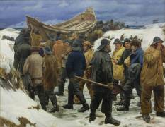 The Lifeboat is Taken through the Dunes (Michael Peter Ancher) - Muzeo.com