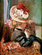 The straw hat Woman sitting on a flower couch (Pierre Bonnard) - Muzeo.com