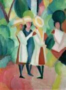 Three girls in yellow straw hats (August Macke) - Muzeo.com