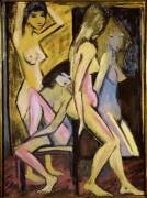 Three Nudes facing the Mirror (Otto Mueller) - Muzeo.com