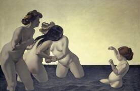 Three Women and a Young Girl Playing in the Water (Félix Vallotton) - Muzeo.com