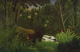 Tiger attacking a Horse and a sleeping Black Man (Henri Rousseau) - Muzeo.com