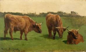 Trois études d'un boeuf roux dans un pré (Rosa Bonheur) - Muzeo.com