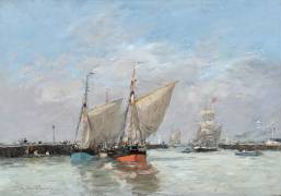 Trouville, The Jetties, High Tide (Eugène Boudin) - Muzeo.com