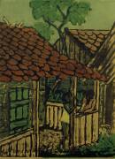 Two Little Gypsies in front of a hut (Otto Mueller) - Muzeo.com