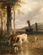 Vaches à l'abreuvoir (Constant Troyon) - Muzeo.com