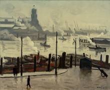 View of the Kaispeicher warehouse with the time ball tower from the Vorsetzen (Albert Marquet) - Muzeo.com
