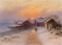 Village de pêcheur au crépuscule, Norvège (Johannes Martin Grimelund) - Muzeo.com
