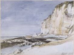 Vue des Falaises et de la plage d'Etretat (Johan Barthold Jongkind) - Muzeo.com