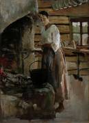 Woman baking marenas (Akseli Gallen-Kallela) - Muzeo.com