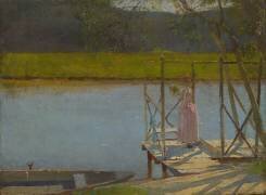 Woman beside a boat (Laszlo Mednyanszky) - Muzeo.com