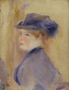 Woman in Blue with a Plumed Hat (Auguste Renoir) - Muzeo.com