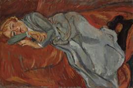 Woman lying on a red couch (Chaïm Soutine) - Muzeo.com