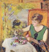 Woman with a Bouquet of Flowers (Edouard Vuillard) - Muzeo.com