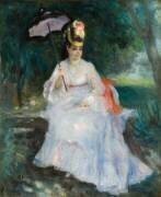 Woman with a parasol seated in the garden (Auguste Renoir) - Muzeo.com