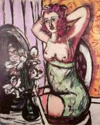 Woman with Mirror and Orchids (Max Beckmann) - Muzeo.com