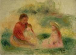 Woman with Two Children Sitting on the Ground (Auguste Renoir) - Muzeo.com