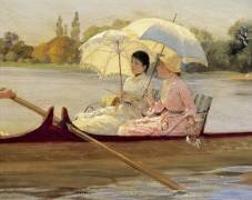 Women on Boats on the Thames (Giuseppe de Nittis) - Muzeo.com