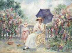 Young Girl and Child on a Terrace (Henri Lebasque) - Muzeo.com