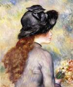 Young Girl holding a Bouquet of Tulips (Auguste Renoir) - Muzeo.com
