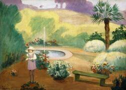 Young Girl near the Fountain (Henri Lebasque) - Muzeo.com