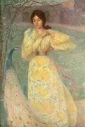 Young Girl with a Peacock (Edmond Aman-Jean) - Muzeo.com