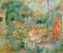 Young Girls in the Garden at Montmartre (Auguste Renoir) - Muzeo.com