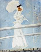 Young Woman with a Parasol on a Jetty (Paul César Helleu) - Muzeo.com