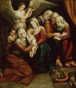 La Sainte Famille avec Sainte Anne, Sainte Elisabeth et le petit Saint Jean-Baptiste (Frans Floris) - Muzeo.com