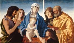 La Vierge et l'Enfant entourés de saints et d'un donateur (Giovanni Bellini) - Muzeo.com