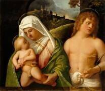 La Vierge, l'Enfant et Saint Sébastien (Giovanni Cariani) - Muzeo.com